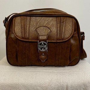 Vintage American Tourister Tan Faux Leather Overnight Bag